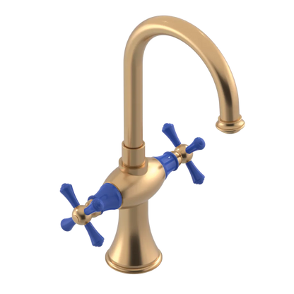 Rubinet Single Hole Dual Handle Lav. Set. (less drain) Satin Gold