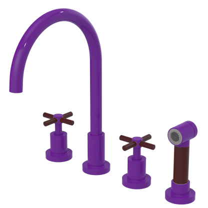 Rubinet Widespread Kitchen Set with LaSalle Spout with Hand Spray Purple Haze