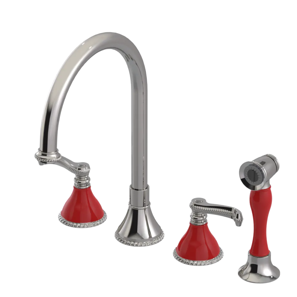 Rubinet Widespread Kitchen Set with Hand Spray Polished Nickel