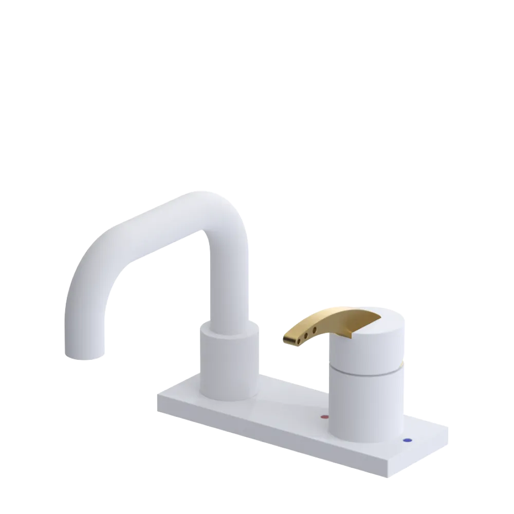 Rubinet 4" Centre Single Control Lav. Set. with Genesis spout (less drain) Matt White