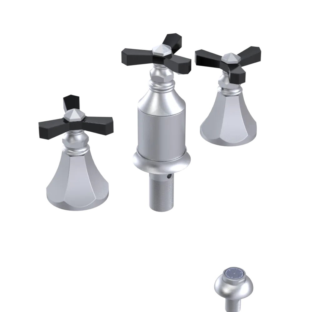 Rubinet Bidet Fitting with Spray, Diverter, and Vacum Breaker (Less Drain) Satin Chrome