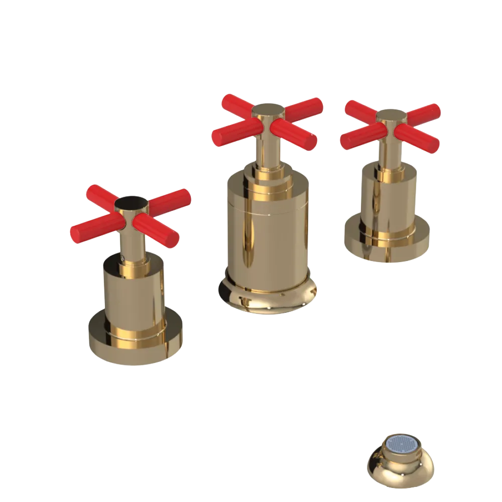 Rubinet Bidet Fitting with Spray, Diverter, and Vacuum Breaker (less drain) Gold