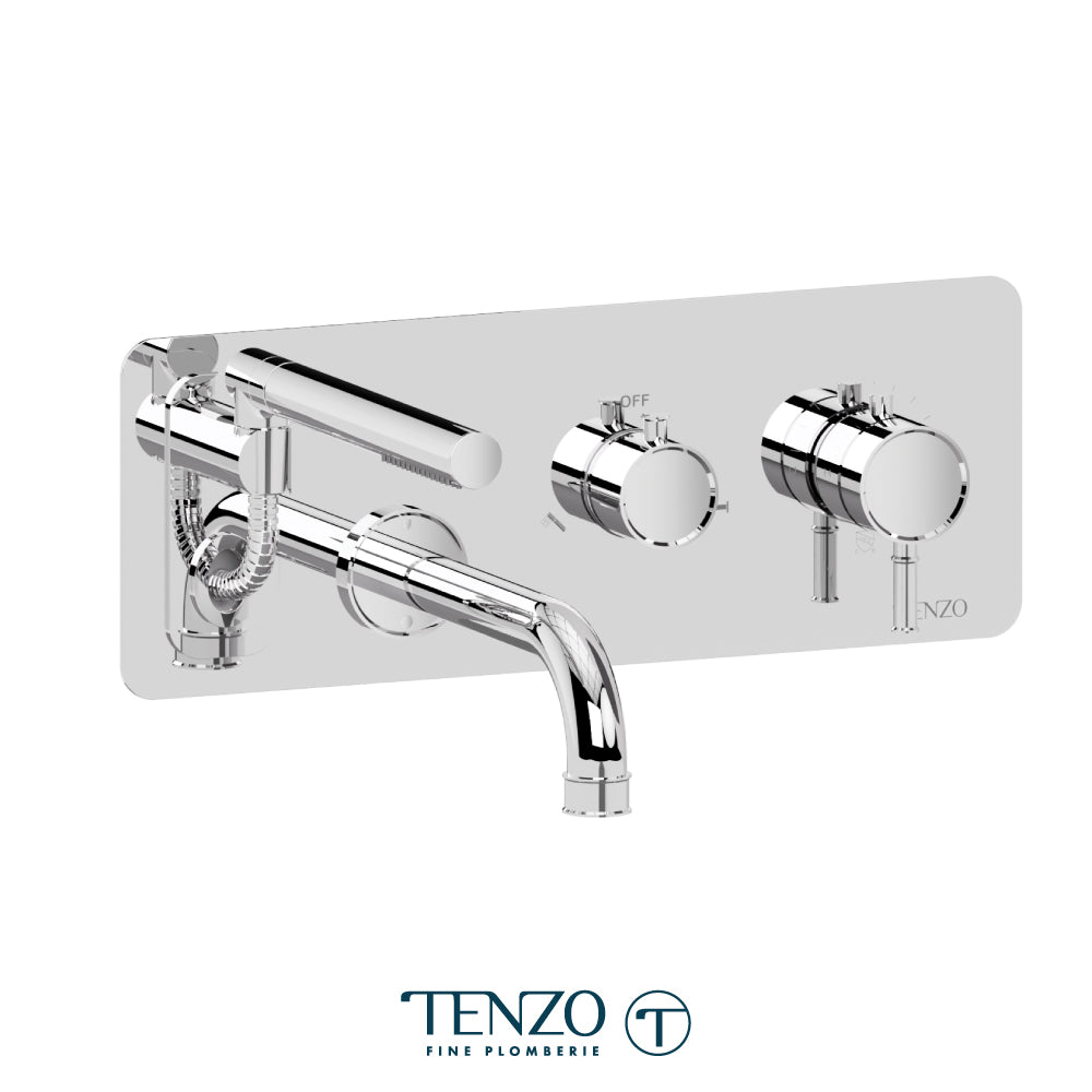 Wall mount tub filler with retractable hose, Alyss