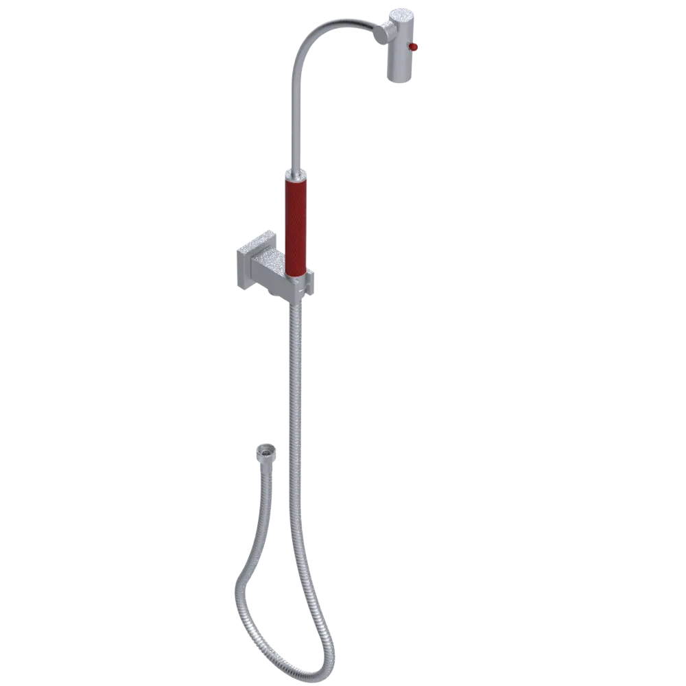 Rubinet Hand Held Shower Bidet with Extended Reach & Dual Function Spray Including Wall Bracket with Supply & Hose (Square) Satin Chrome