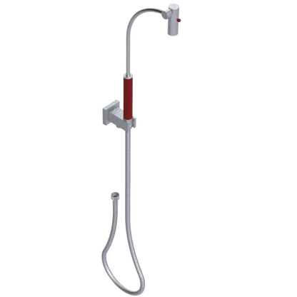Rubinet Hand Held Shower Bidet with Extended Reach & Dual Function Spray Including Wall Bracket with Supply & Hose (Square) Satin Chrome