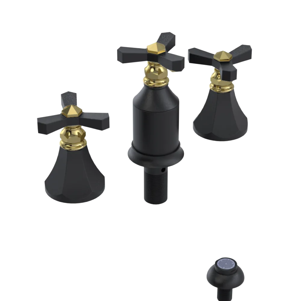 Rubinet Bidet Fitting with Spray, Diverter, and Vacum Breaker (Less Drain) Matt Black