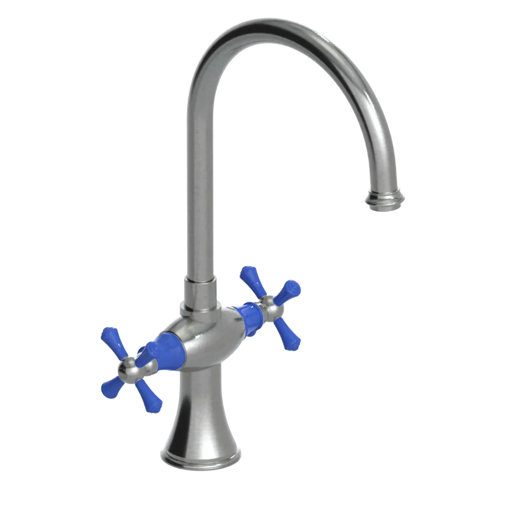 Rubinet Two Handle Single Hole Kitchen Set Satin Nickel
