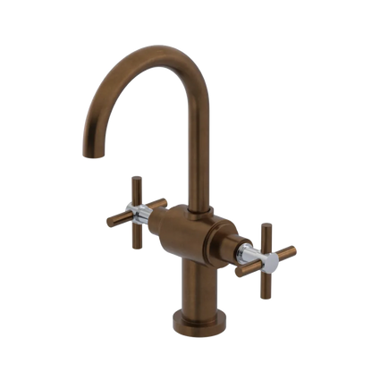 Rubinet Single Hole Dual Handle Lav. Set with LaSalle Spout (less drain) Tuscan Brass