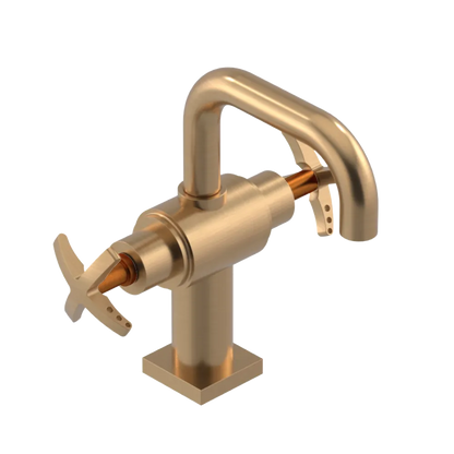 Rubinet Single Hole Dual Handle Lav. Set. with Genesis spout (less drain) Satin Gold