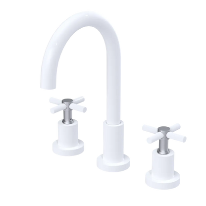 Rubinet Widespread Kitchen Set with LaSalle Spout White