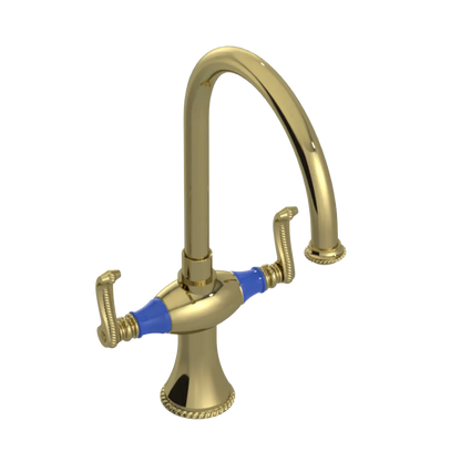 Rubinet Two Handle Single Hole Kitchen Set Natural Brass