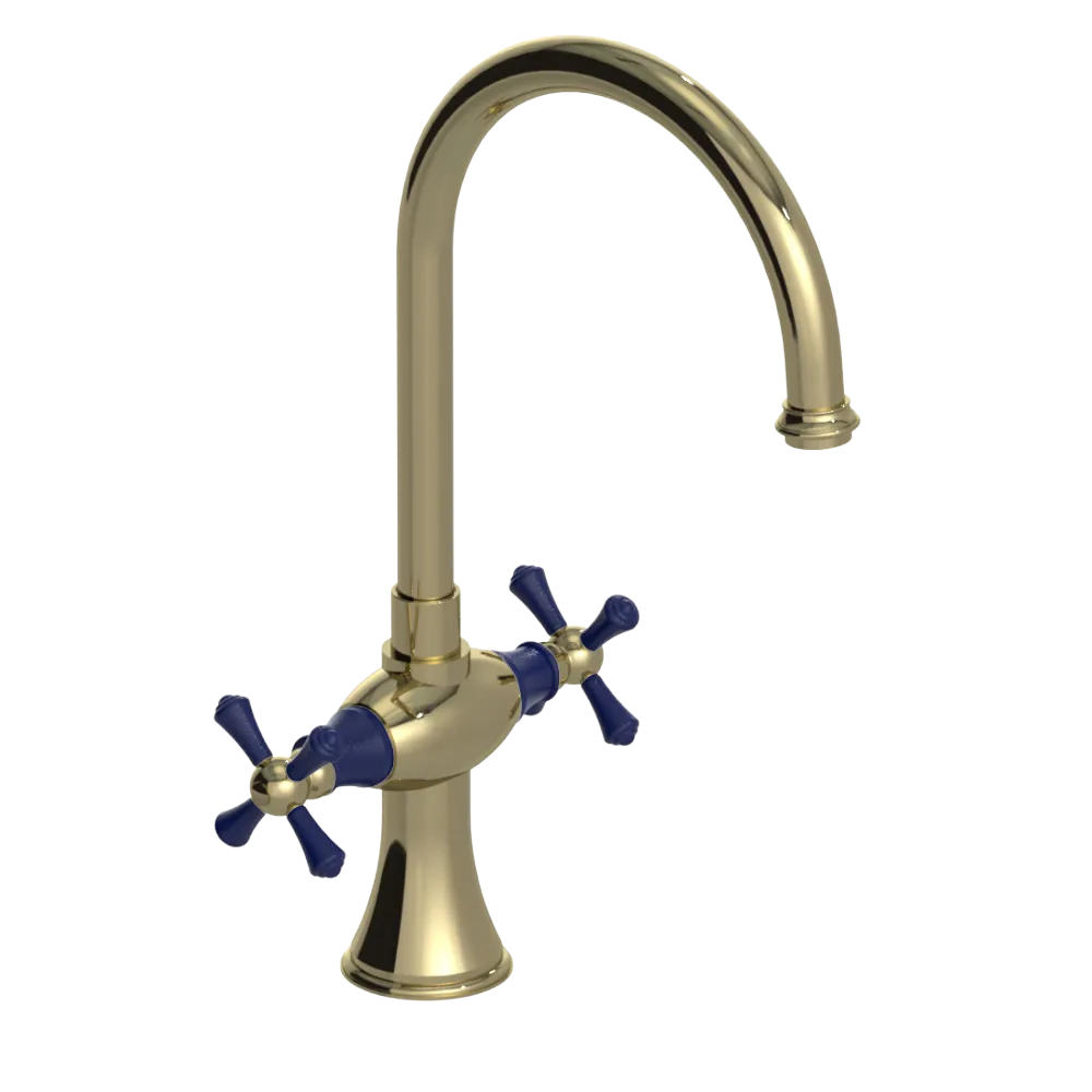 Rubinet Two Handle Single Hole Kitchen Set Natural Brass