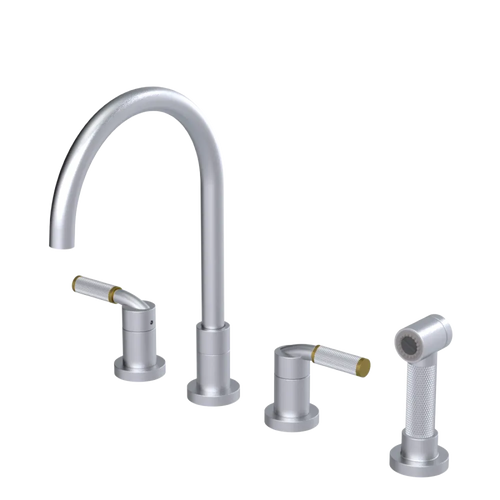 Rubinet Widespread Kitchen Set with Hand Spray Satin Chrome