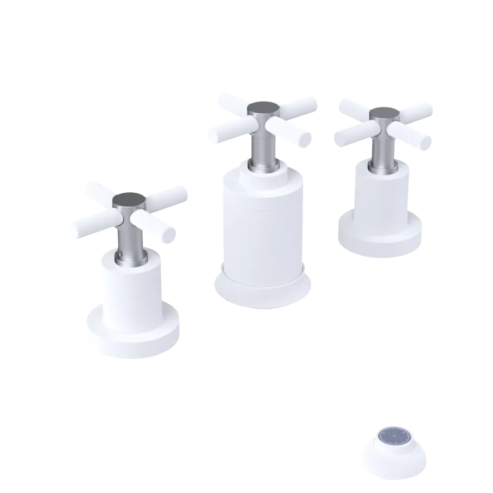 Rubinet Bidet Fitting with Spray, Diverter, and Vacuum Breaker (less drain) Matt White