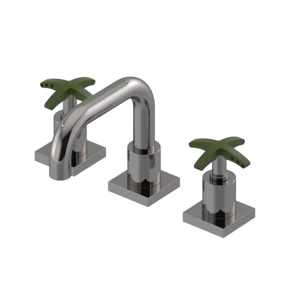 Rubinet Widespread Lav. Set. with Genesis spout (less drain) Polished Nickel