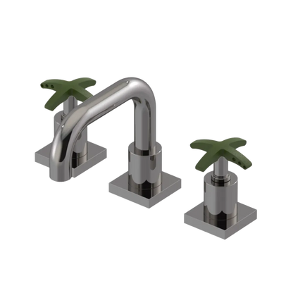Rubinet Widespread Lav. Set. with Genesis spout (less drain) Polished Nickel