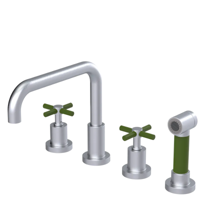 Rubinet Widespread Kitchen Set with Hand Spray Satin Chrome