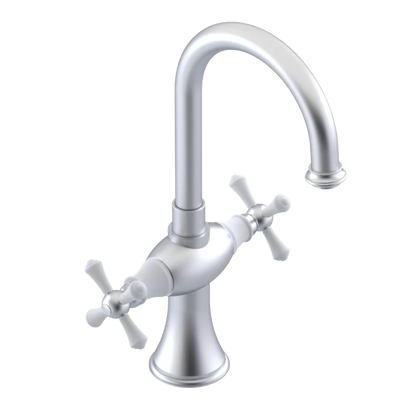 Rubinet Single Hole Dual Handle Lav. Set. (less drain) Satin Chrome