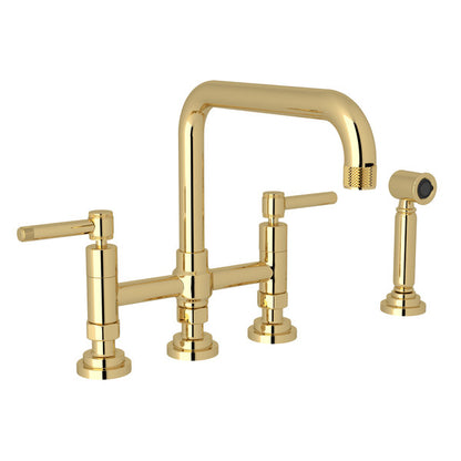 ROHL Campo Deck Mount U-Spout 3 Leg Bridge Faucet With Sidespray