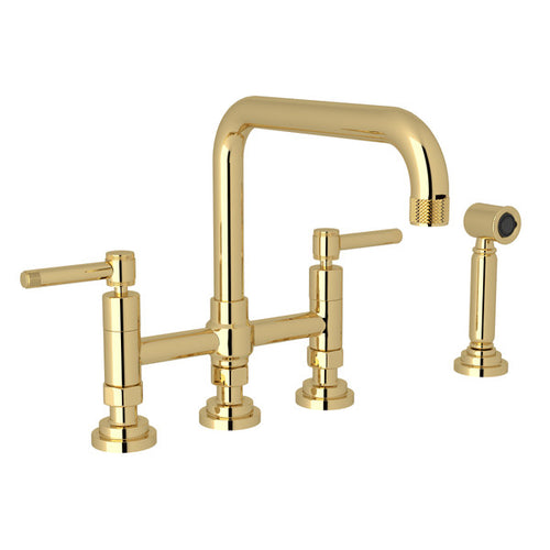 ROHL Campo Deck Mount U-Spout 3 Leg Bridge Faucet With Sidespray