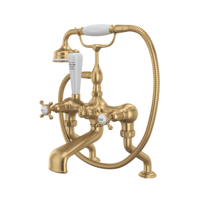 Perrin & Rowe Edwardian Exposed Deck Mount Tub Filler With Handshower - With Cross Handle.3501X/1