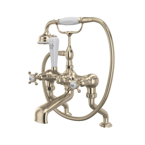 Perrin & Rowe Edwardian Exposed Deck Mount Tub Filler With Handshower - With Cross Handle.3501X/1