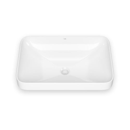 KALIA Kosla - Rectangular washbasin with curved bowl design - White gloss vitreous porcelain