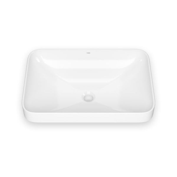 Kalia Kosla - Rectangular Washbasin With Curved Bowl Design - Gloss Vitreous Porcelain Bathroom Sink
