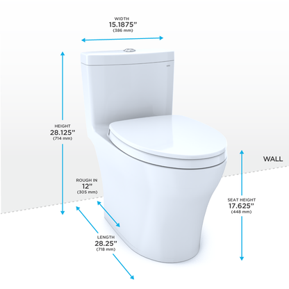 TOTO Aquia IV One-piece Toilet 1.28/0.9 GPF - Universal Height