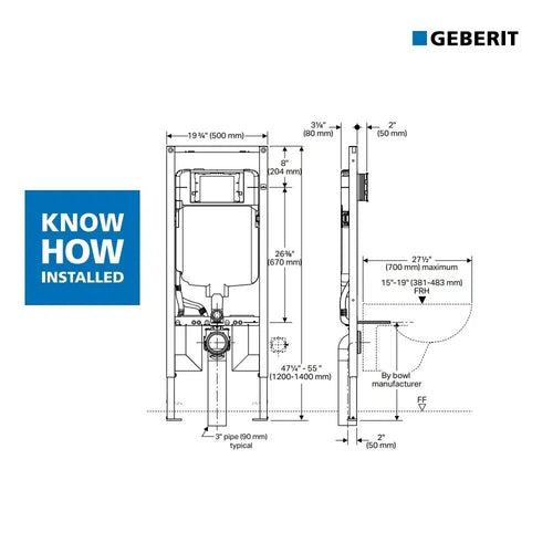 Geberit In-Wall Carrier For 2â³X4â³ Construction 1.6/0.8 Gpf - Golzar Home
