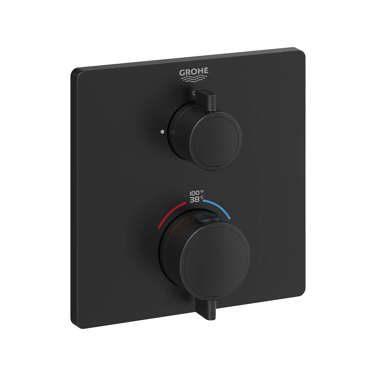 Grohe Dual Function 2-Handle Valve Trim Thermostatic Shower Trim – 24111000 – Matte Black – 241112430