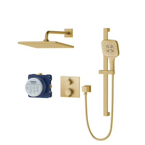 Grohe Rainshower Grohtherm 2-Handle Thermostatic Dual Function Shower Kit - Golzar Home