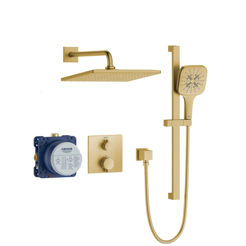 Grohe Rainshower Grohtherm 2-Handle Thermostatic Dual Function Shower Kit - Golzar Home