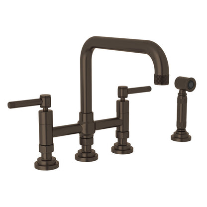 ROHL Campo Deck Mount U-Spout 3 Leg Bridge Faucet With Sidespray
