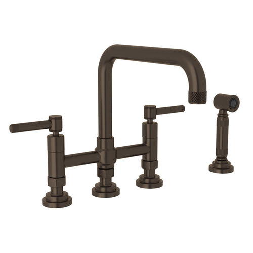 ROHL Campo Deck Mount U-Spout 3 Leg Bridge Faucet With Sidespray