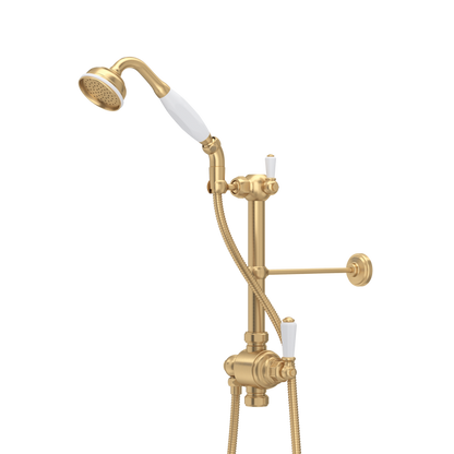 Perrin & Rowe Riser Diverter Handshower Hose Parking Bracket & 8" Thermostatic Outlet