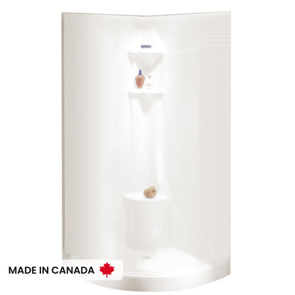 Neptune Hera 3636 Neo-Round Acrylic Corner Two-Piece Shower with Center Drain in White