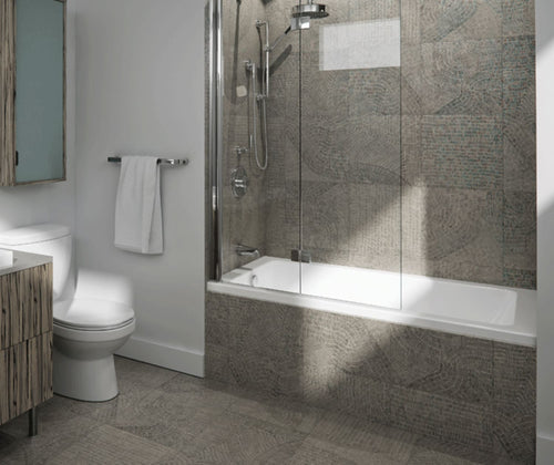 Neptune Herencia 42 x 59 in. 6 mm Pivot Tub Shield for Alcove Installation with Clear glass in Chrome