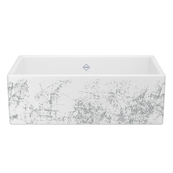 Shaws Shaker™ 33" Single Bowl Farmhouse Apron Front Fireclay Kitchen Sink With Metallic Design