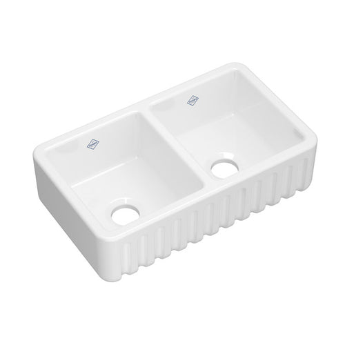 Shaws 31" Ribchester Double Bowl Apron Front Fireclay Kitchen Sink