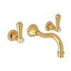 Perrin & Rowe Georgian Era Wall Mount Widespread Bathroom Faucet - Polished Chrome With White Porcelain Lever Handle.3793LSP-APC/TO