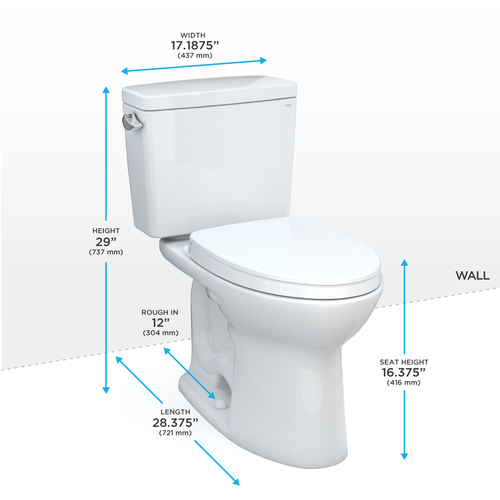 TOTO Drake® Two-piece Toilet, 1.6 GPF, Elongated Bowl