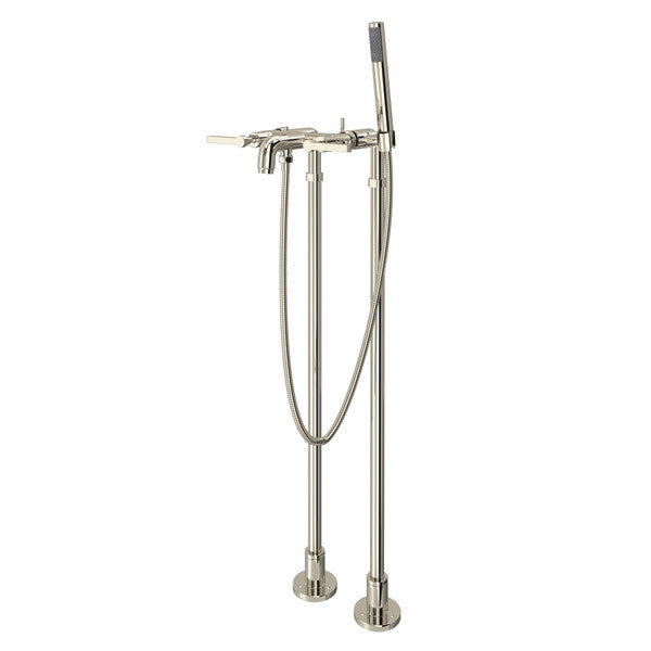ROHL Lombardia Exposed Floor Mount Tub Filler With Handshower & Floor Pillar Legs Or Supply Unions