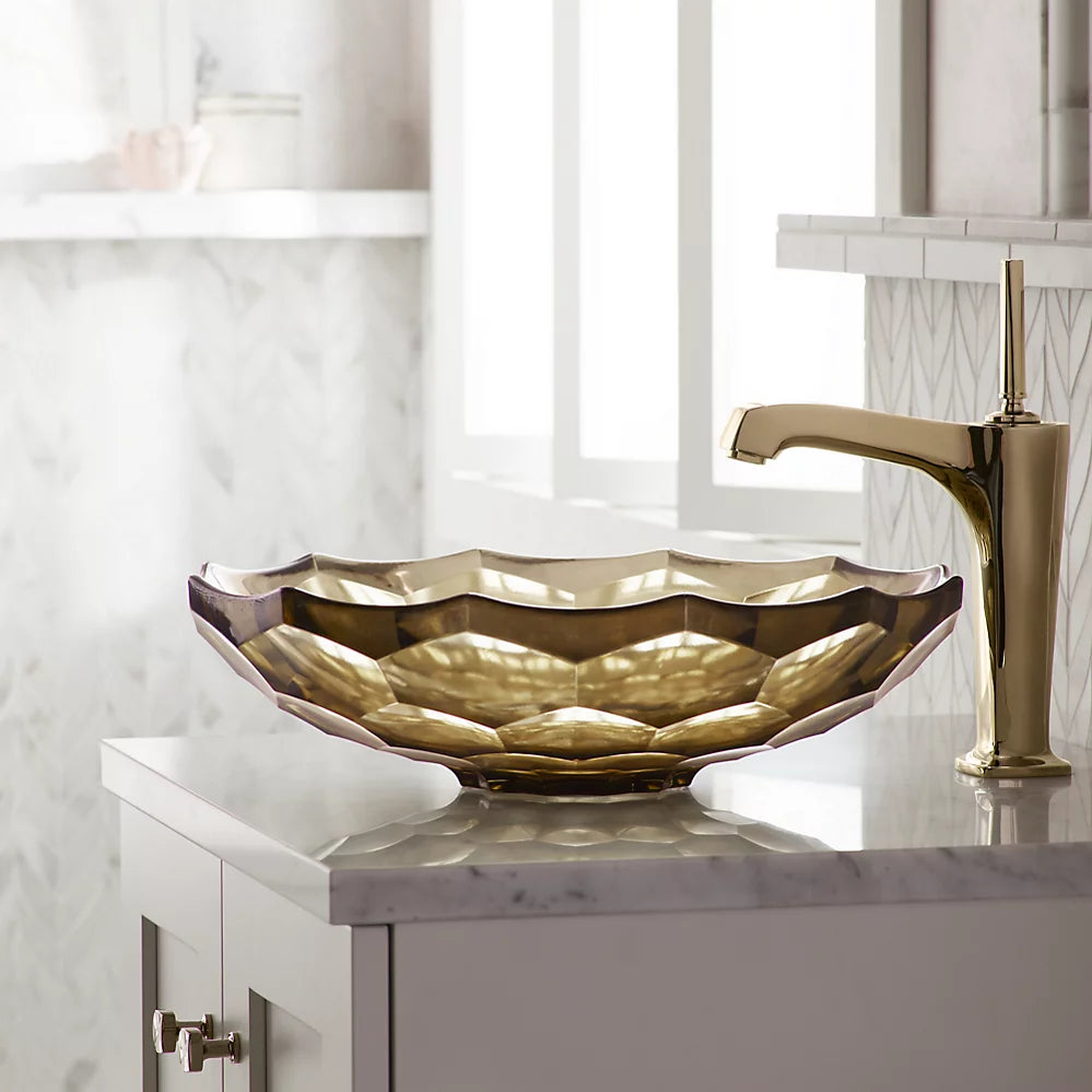 Briolette™ 17-1/2" round vessel bathroom sink, no overflow