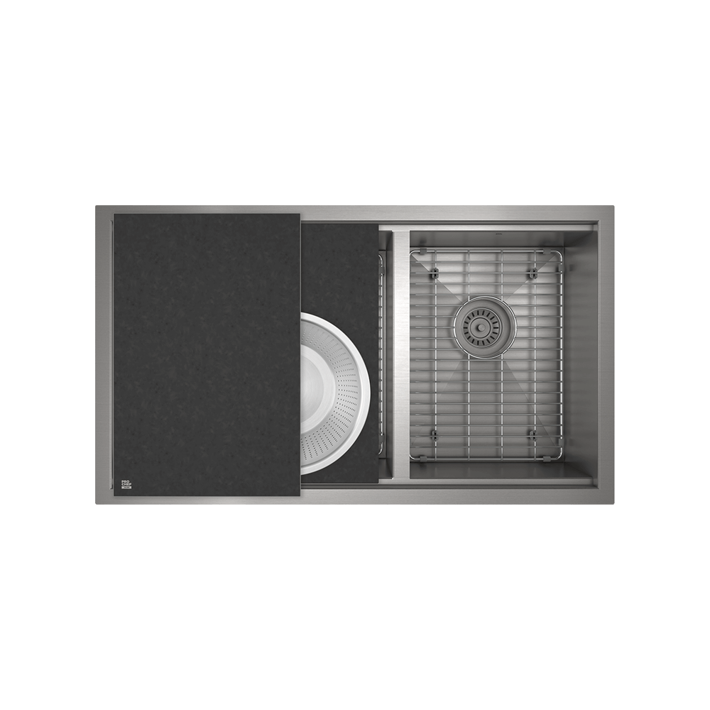 Prochef Undermount Reveal Stainless Steel 60/40 Double Bowl Workstation Kitchen Sink with Accessories, 31" x 16" x 10"/8"