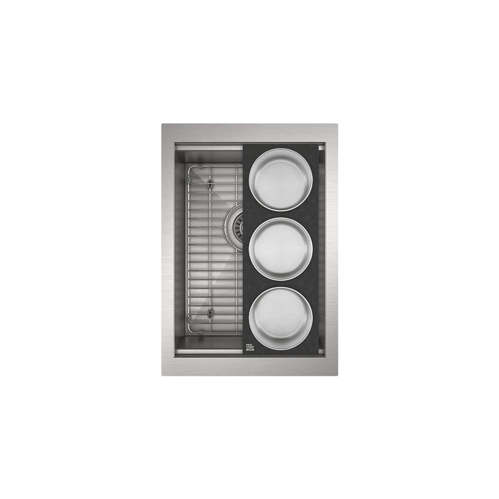 Prochef Undermount Reveal Stainless Steel Single Bowl Workstation Bar Sink with Accessories, 12" x 16" x 8"