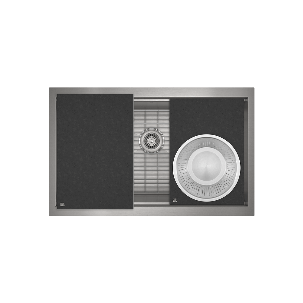 Prochef Undermount Reveal Stainless Steel Single Bowl Workstation Kitchen Sink with Accessories, 30" x 16" x 10"