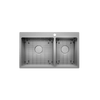 Prochef Topmount Stainless Steel 60/40 Double Bowl Kitchen Sink with Grid, 31" x 16" x 9"