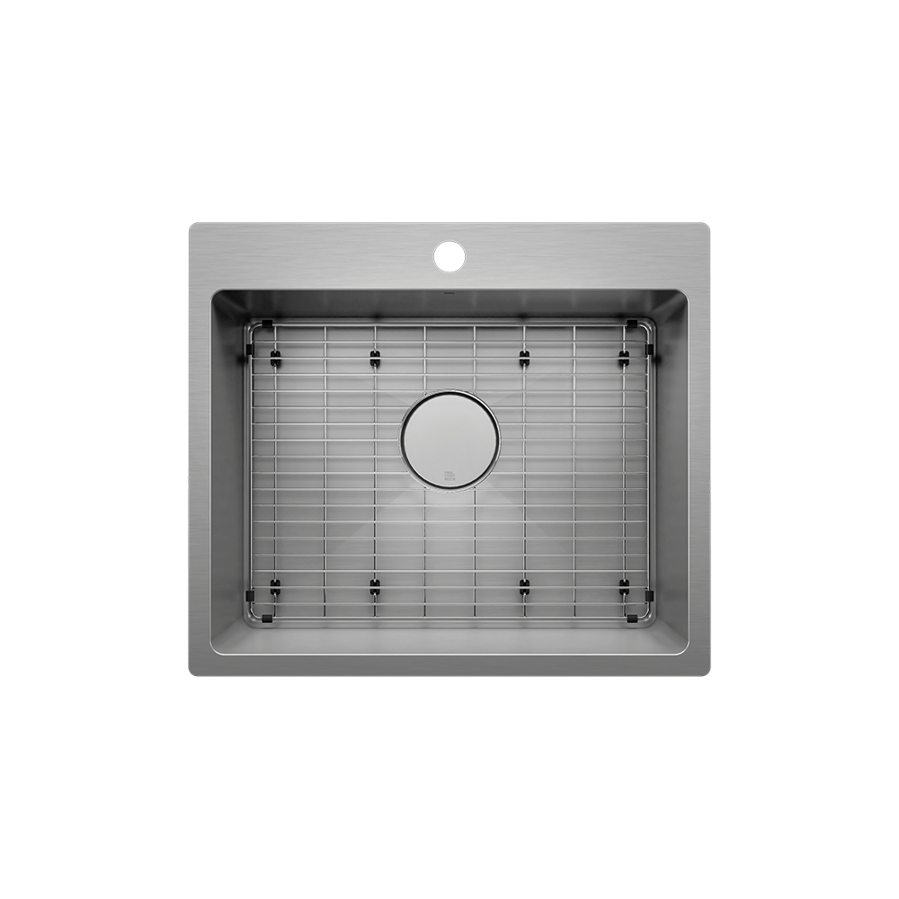 Prochef Topmount Stainless Steel Single Bowl Kitchen Sink with Grid, 21" x 16" x 9"