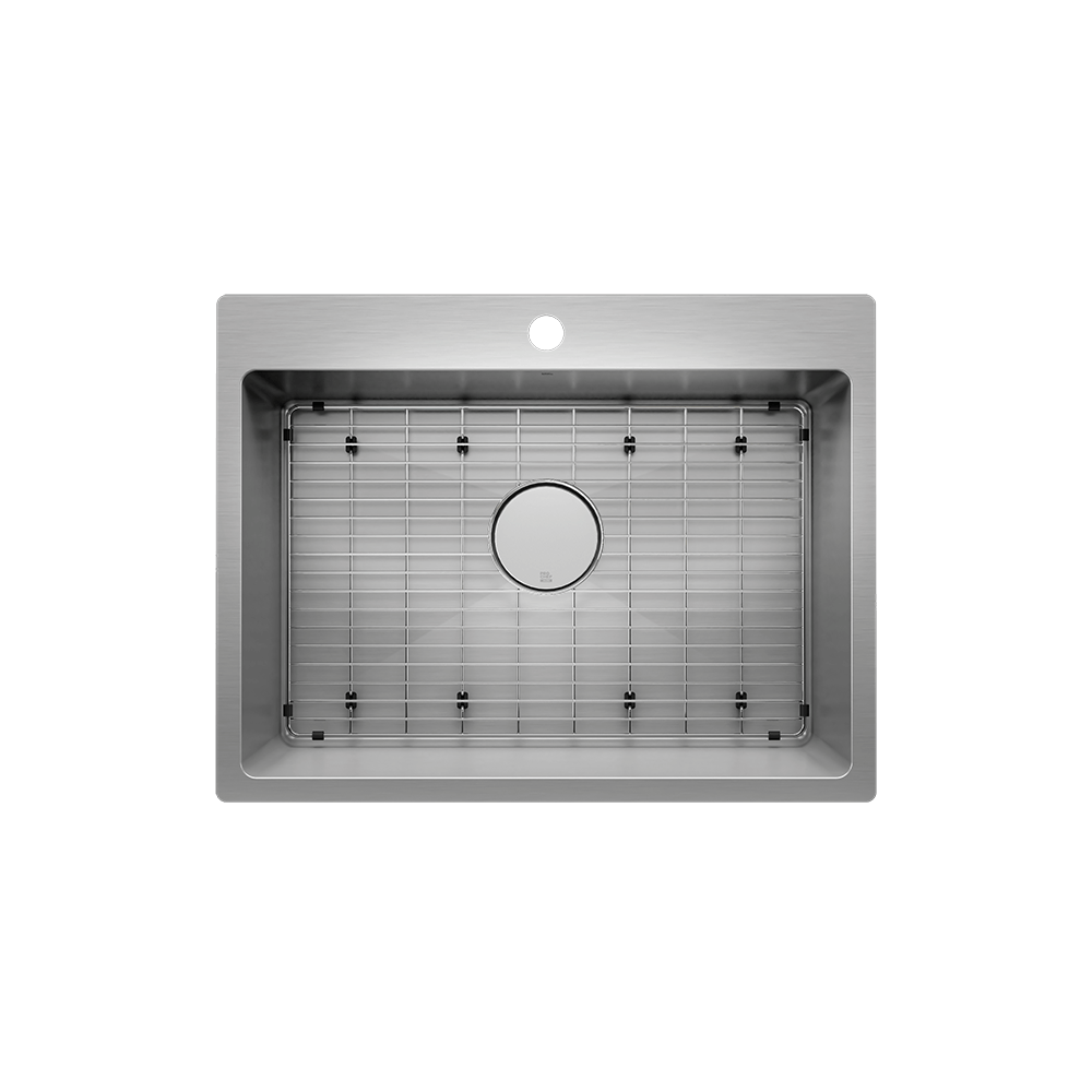Prochef Topmount Stainless Steel Single Bowl Kitchen Sink with Grid, 24" x 16" x 9"